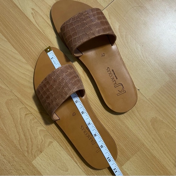 NWT K. Jacques Arezzo Slides Croc-Embossed Brown Leather Size 40 - Picture 9 of 10